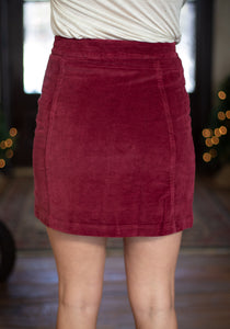 Burgundy Button-Down Skirt