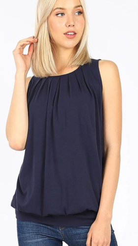 Round Neck Gathered Top (5 Colors)