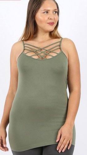 Olive Plus Size Cage Tank