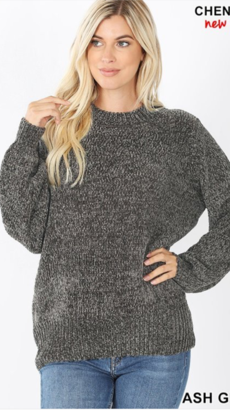 Grey chenille sweater online