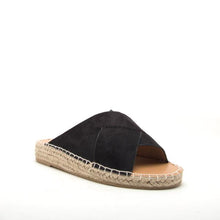 Load image into Gallery viewer, Black Suede Slides