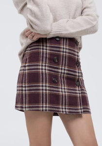 Plaid Button Skirt