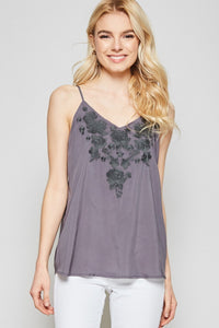 Embroidered Floral Tank