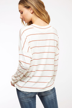 Load image into Gallery viewer, White &amp; Burnt Orange Striped Top