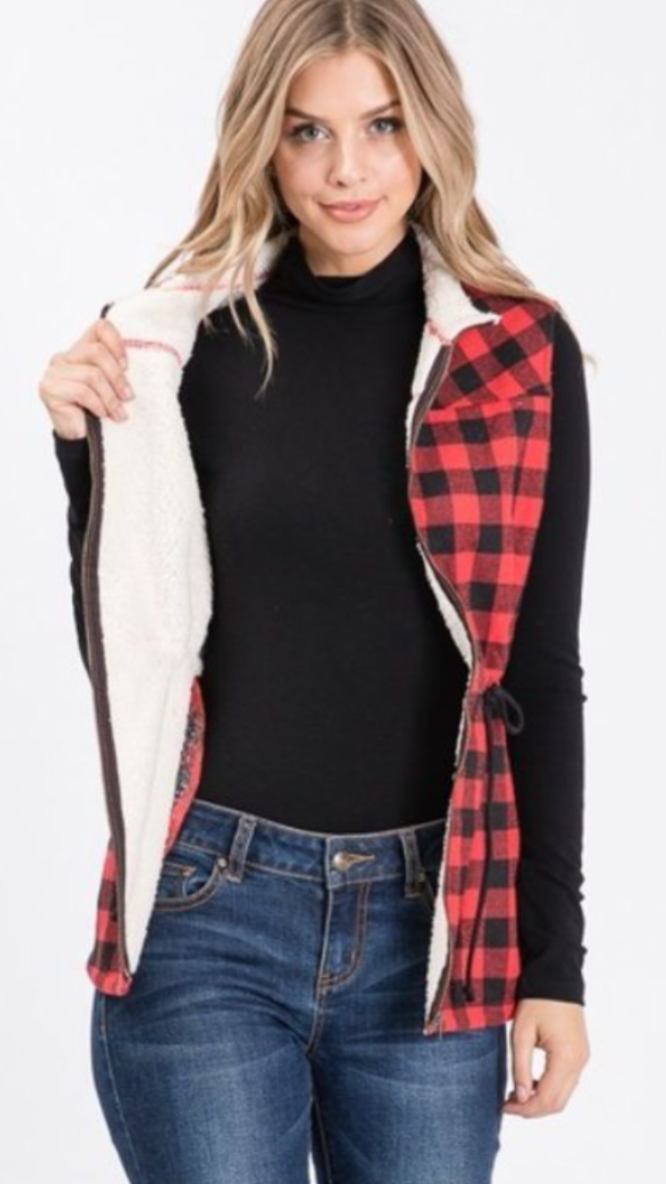Plaid 2025 sherpa vest